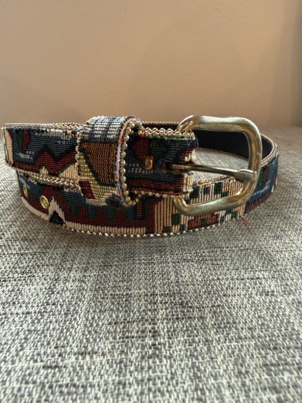 Beaded Southwest Tapestry Belt - Multicolor 33”‎